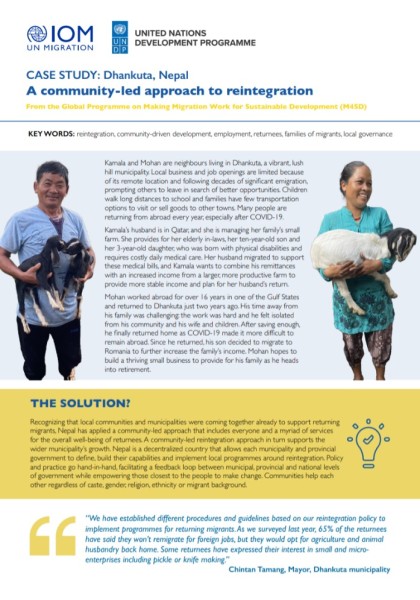 2023, IOM, UNDP, NIDS, Case Study. A Community-Led Approach to Reintegration in Nepal