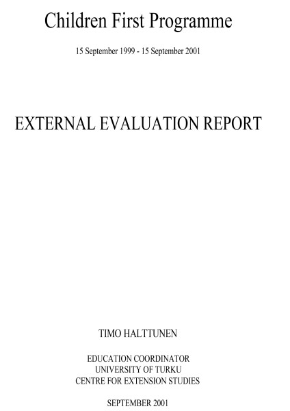 External Evaluation Report. Children First Programme