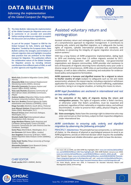 Data Bulletin: Informing a Global Compact for Migration - Assisted Voluntary Return and Reintegration