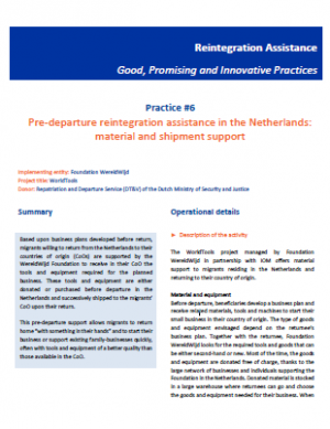 Reintegration good practices #6 - Pre-departure reintegration assistance in the Netherlands: material and shipment support