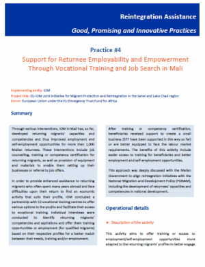 Reintegration good practices #4 - Support for Returnee Employability and Empowerment Through Vocational Training and Job Search in Mali