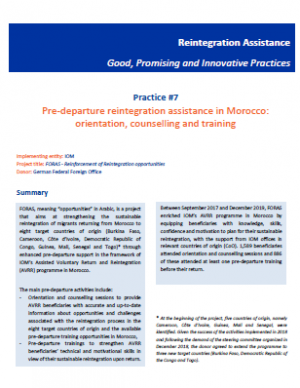 Reintegration good practices #7 - Pre-departure reintegration assistance in Morocco: orientation, counselling and training